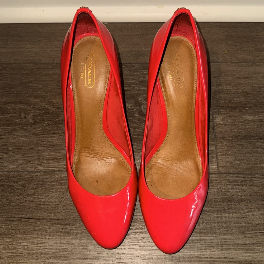 Coach Women’s Red Patent Leather Pointed-Toe Pumps